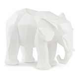 Elefante Escultura Decoração Estatua Decorativa Luxo - Mart Cor Branco