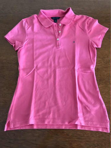 Tommy Hilfiger Chomba Remera Manga Corta Rosa Fucsia Mujer S