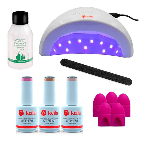 Kit Semipermanente Esmaltes Manicuria Uñas Cabina Uv Led 48w