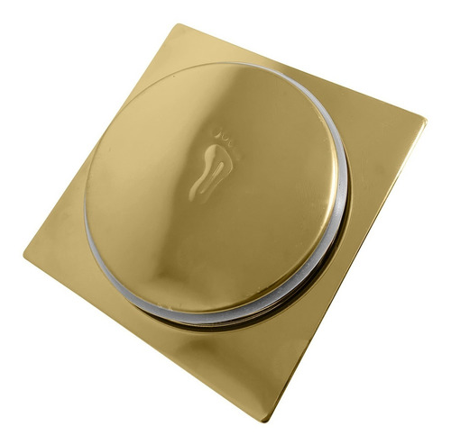 Ralo Click Tampa Dourada De Banheiro 10x10 Cm Aço Inox Luxo