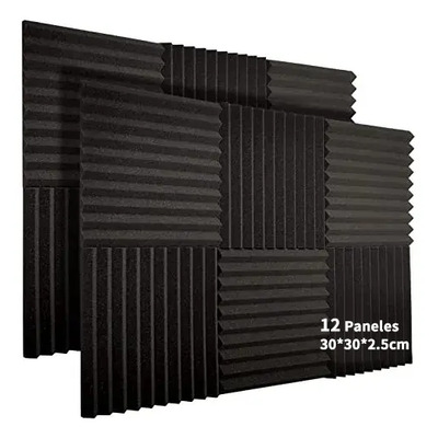 Jber Paquete De 12 Paneles De Espuma Acústica, 30x30x2.5cm, Cuñas De Estudio Insonorizadas Resistentes Al Fuego, Acolchado A Prueba De Sonido, Espuma De Tratamiento Acústico (negro) | MercadoLibre