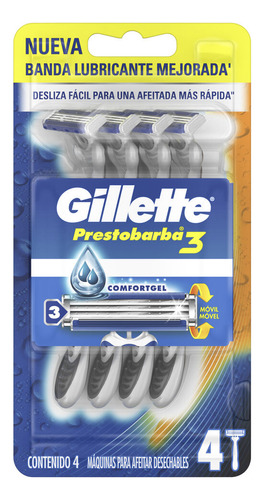 Gillette Máquinas De Afeitar Prestobarba3 X 4 Unidades