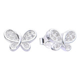 Aros Aritos De Mariposas Micropiedras Chiquitos De Plata 925