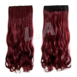 Aplique 80cm Tic Tac Cabelo Marsala Vinho Vermelho Cereja 