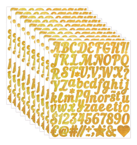 Letras Números Stickers Dorado Plata Autoadhesivo Pegatinas