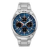 Reloj Hombre Citizen Av0070-57l Crono Eco Agente Ofi M Color De La Malla Acero Color Del Bisel Acero Color Del Fondo Azul