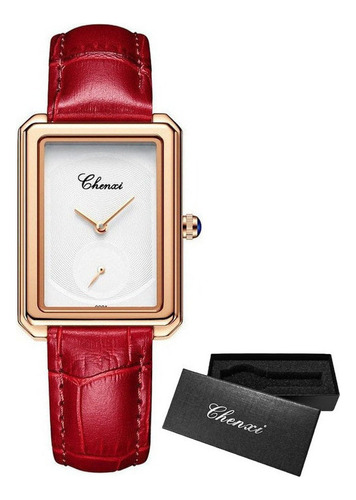 Chenxi Elegante Reloj De Cuero Cuadrado Ultrafino .