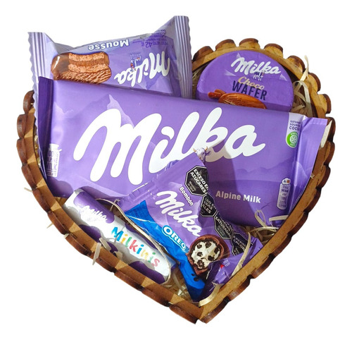 Cesta De Chocolate Milka Coração Presente Aniversário Luxo