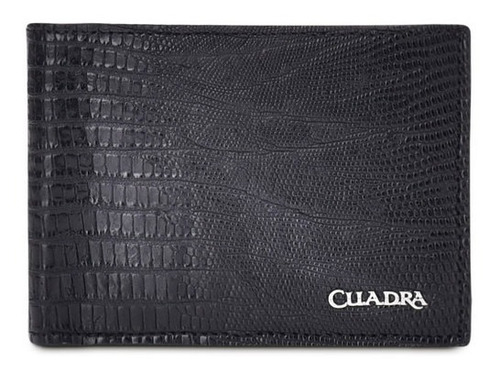 Cartera Cuadra Para Caballero Piel Genuina De Lizard Negro