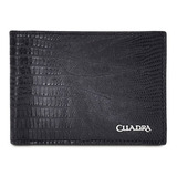 Cartera Cuadra Para Caballero Piel Genuina De Lizard Negro