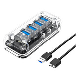 Hub Usb 3.0 Multiplicador 4 Puertos Pc Notebook Transparente