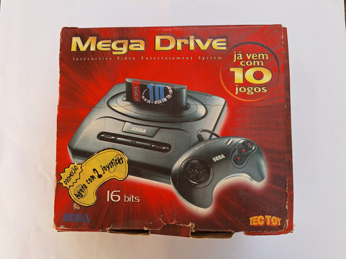 Mega Drive 3 Tec Toy Bivolt Completo 2 Jogos E 2 Controles