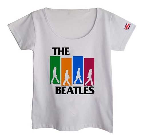 Remera Mujer Escote Redondo The Beatles Logo Aesthetic