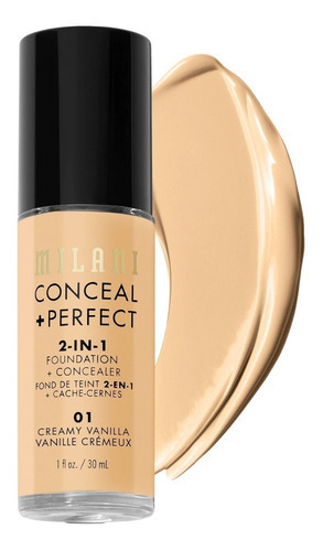 Base De Maquillaje En Cremoso Milani Foundation Conceal + Perfect 2 In 1 Conceal + Perfect 2-in-1 Foundation + Concealer Tono 01 Creamy Vanilla - 30ml 30g