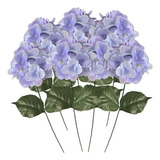 Kit 6 Galhos Hortênsia Lilás Flores Artificiais Decorativa