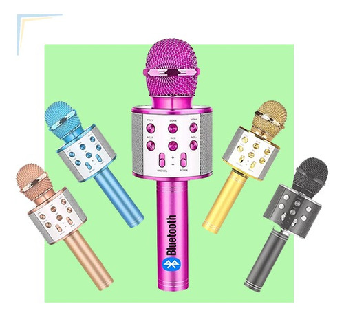 Microfone Karaokê Bluetooth Com Caixa De Som Grava Muda Voz