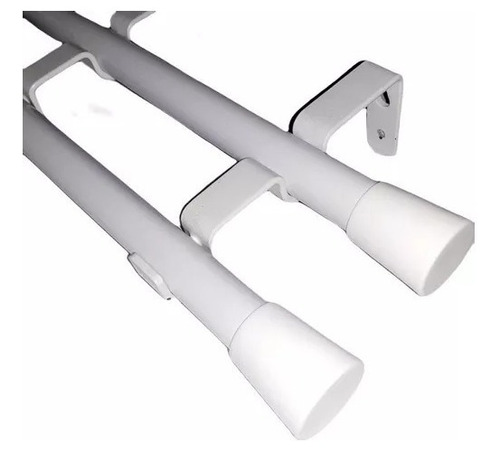 Kit Barral Doble Para Cortina Metal 2mts Blanco   Sin Envio