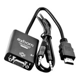 Adaptador Hdmi X Vga Conversor Hdmi Vga + Cabo P2 Audio