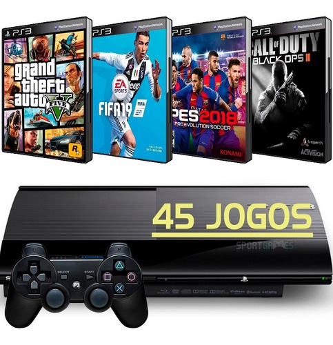 Ps3 Super Slim + Gta5 + Fifa 19 + Pes 2018 + Call Of Duty