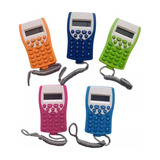 Kit 5 Mini Calculadora De Bolso Cordão Colorida Lh1660