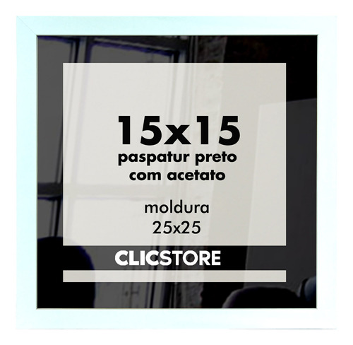 Moldura Paspatur Preto Quadro 15x15 Acetato Foto Sala Decor Cor Branco