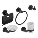 Set De Accesorios Baño 5 Piezas Acero Negro Mate 