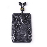 Collar Obsidiana Amuleto Suerte Guan Gong Para Hombre Mujer