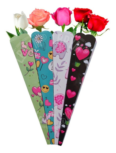 12 Caja Bolsa Empaque Regalo Flores Rosas Mujer Amor Amistad