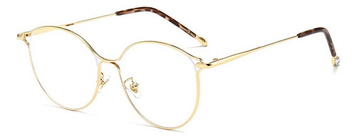 Marco Lentes Ópticos Elegant Round Cat Eye Metal Gold Large