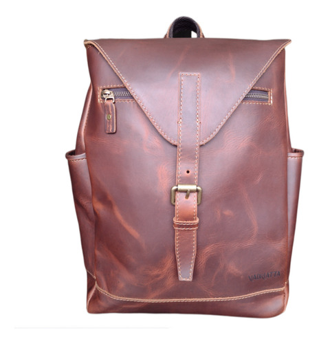 Morral Terranova, Pieza 100% En Cuero Y Herrajes En Bronce.