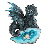 Stealstreet Ss-g-71581 Azul Medieval Dragon Con Huevo De Cri