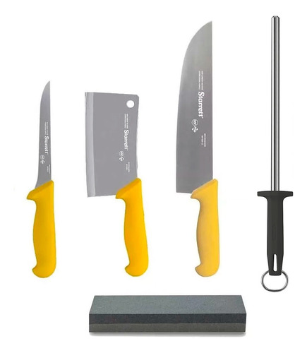 Combo Carnicero Cuchillo Deshuese Hacha Chaira  Starrett Set