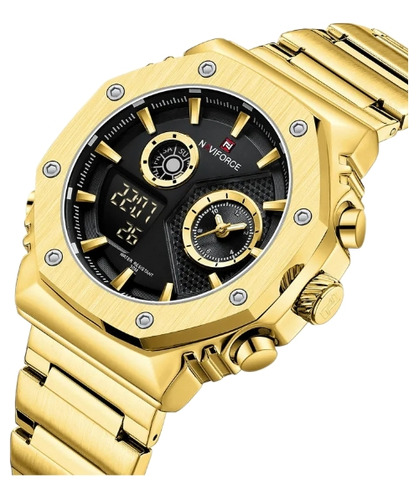 Relógio Masculino Naviforce Luxo Dourado Original C/caixa