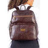 Mochila Feminina Grande Em Couro Liso Zooey Cor Marrom