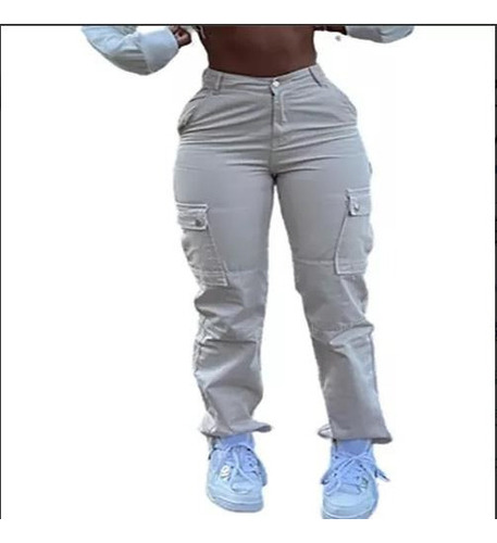 Pantalones Joggers Tipo Cargo Pants Blancos De Mujer J