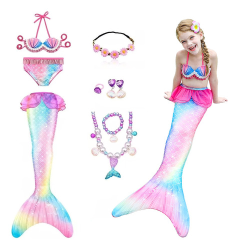 Traje De Baño De Natación De Sirena Para Niña