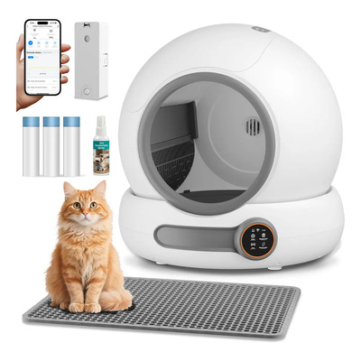 Arenero para Gato Autolimpiable, Inteligente Arenero automatico Gatos Caja dearena Extragrande de 65L+9L Cuenta con esterilización, Control de aplicación | Meses sin interés
