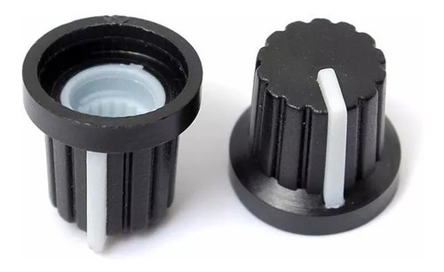 20 Unidades Perilla Pote Eje Estriado 16 Mm Plastico Negro