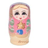 Matrioska Matruska Muñeca Rusa Madera Mano Set Juego Rosa