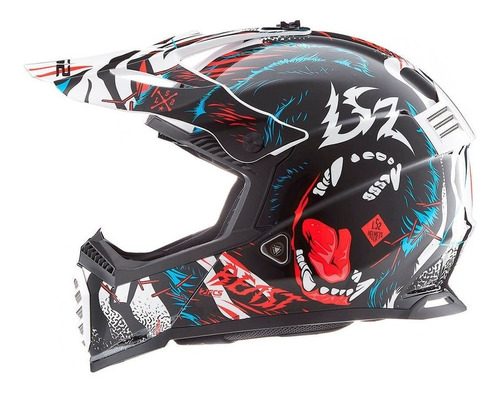 Casco Ls2 Cross 437 Fast Beast Neg/roj/az M Moto Avenida