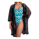 Saída De Praia Kimono Feminino Verão Liso Estilo Camisão