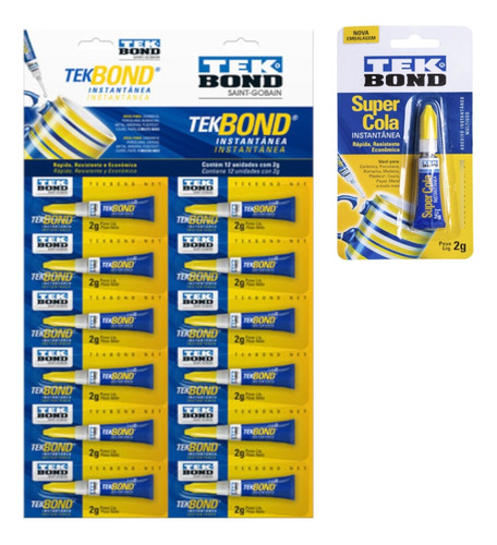 Kit 60 Cola Instantânea Tek Bond 2g Original Atacado + Nfe