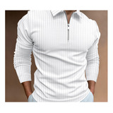 Nova Camisa Polo Masculina Casual Listrada, Moderna, Manga C