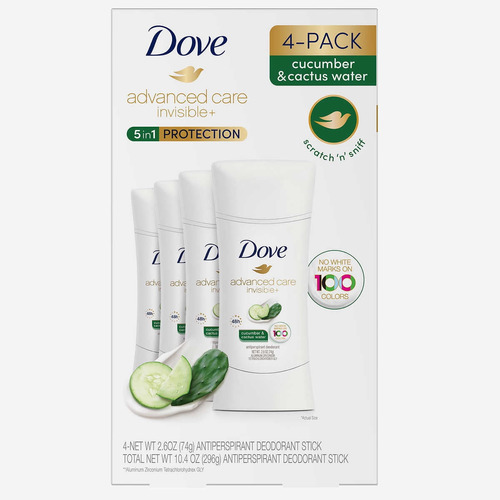Kit 4 Desodorante Dove Advanced Care Invisivel 74g