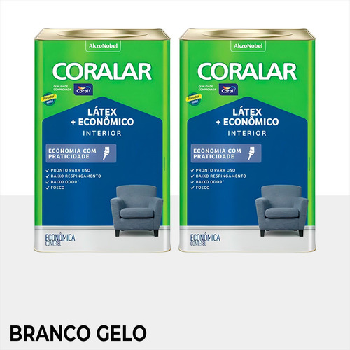 Tinta Acrilica 18l Parede Coralar Baixo Odor Antimofo Kit 2