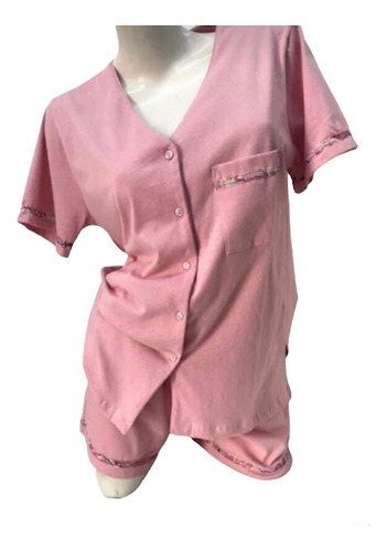 Pijama Camisero Algodon Liso Detalle Estam. Wassarette 82705