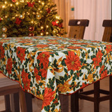 Toalha De Mesa Natal Natalina 12 Lugares Gliter Víes Dourado Cor Merry Gift