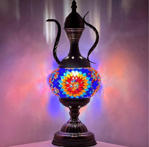 Lámpara De Mesa Estilo Tiffany Con Mosaico Marroquí Turco Y