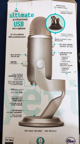 Micrófono Blue Yeti  Condensador Multipatrón Silver