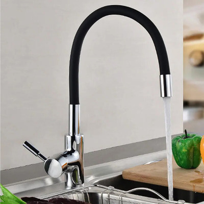 Torneira Gourmet De Pia Cozinha Mesa Misturador Monocomando Flexivel Lavatório Luuk Young K063 Cor Preto